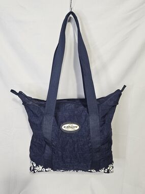 Vintage Surfware Hawaiian Classics Nylon Travel Tote Bag Navy Blue Hibiscus Y2K